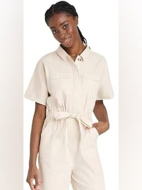 Universal Thread Cream Short-Sleeve Utility Jumpsuit